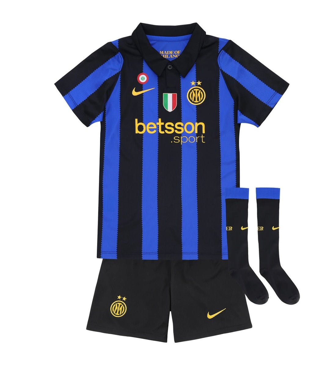 T-shirt e Pantaloncini per Bambino Inter Home 26/27 - Con Calzini Scudetto + Coccarda