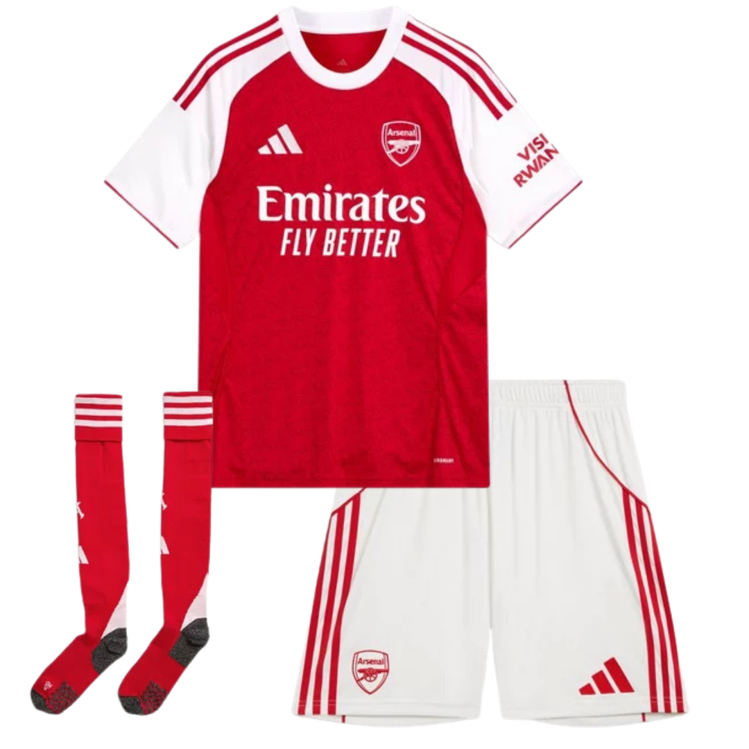 T-shirt e Pantaloncini per Bambino Arsenal Home 25/26 - Con Calzettoni