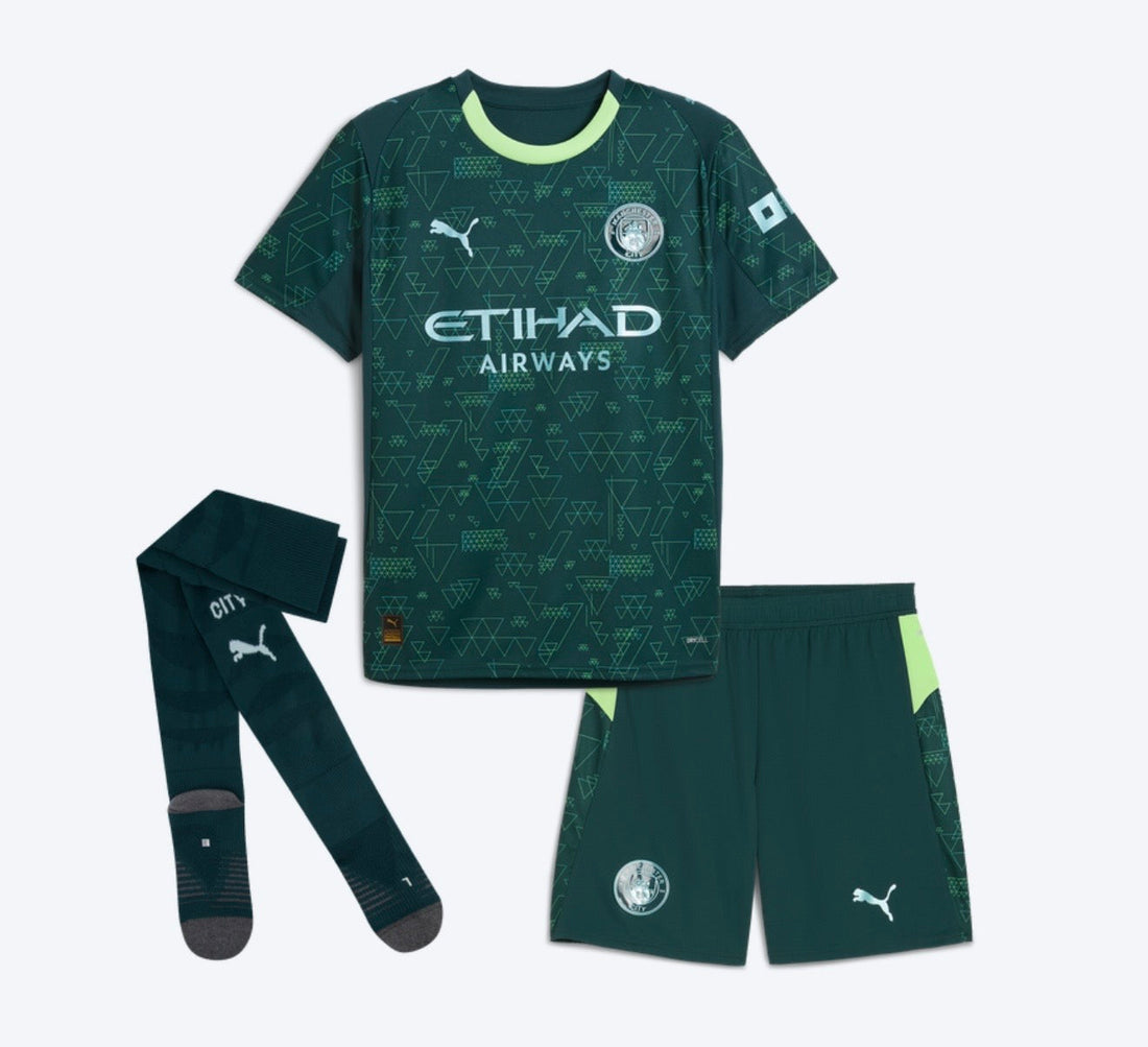 T-shirt e Pantaloncini per Bambino Manchester City Fourth 25/26 - Con Calzettoni