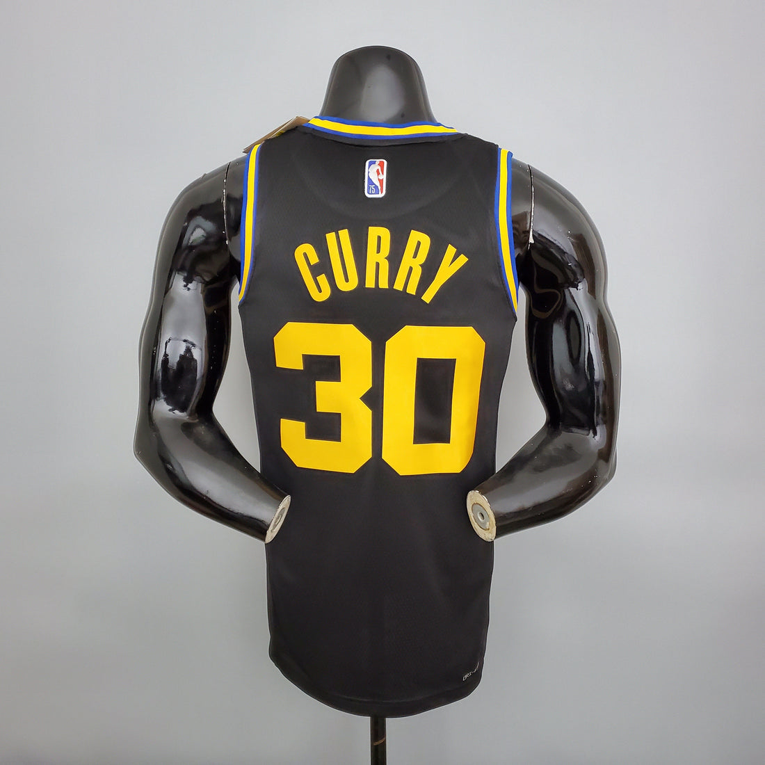 NBA Curry # 30 Golden State Warriors City Edition maglia nera 2022 75° anniversario