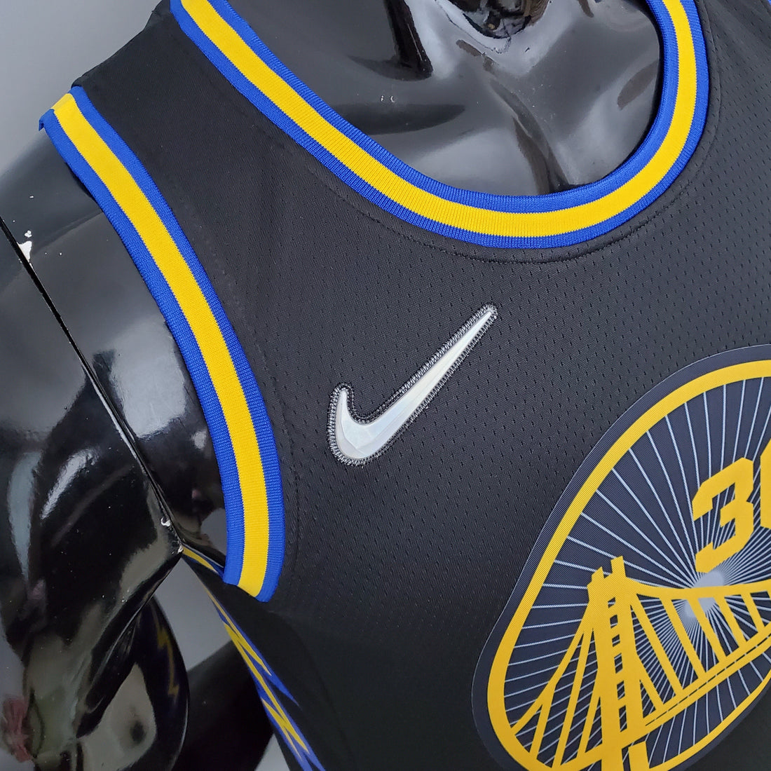 NBA Curry # 30 Golden State Warriors City Edition maglia nera 2022 75° anniversario
